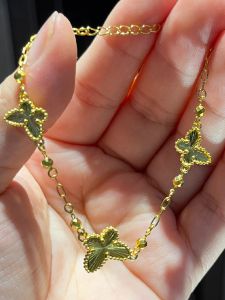 18K Gold Laser Butterfly Bracelet Female 999 Gold Little Fairy Butterfly Bracelet Niche Style New Year Christmas Gift for Girlfriend