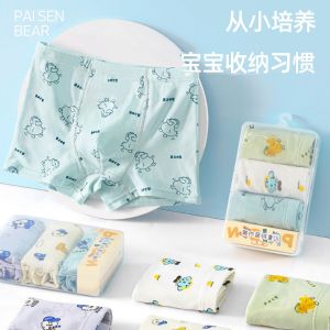 Pure Cotton Boys Underwear Antibacterial Corner Pants Soft Comfortable Cartoon Print Childrens Boxer Shorts Breathable Inner Crotch