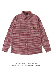 เสื้อเชิ้ตแขนยาวสไตล์ย้อนยุคแบบอเมริกัน MOISHE TIDE ทรงหลวมๆ สไตล์ฤดูใบไม้ร่วงสำหรับผู้ชายและผู้หญิง สีสันสดใส