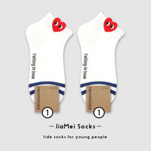 ถุงเท้าผู้หญิงลายจุด ลายตา ลายหู ลายหัวใจ ถุงเท้าสั้นผ้าฝ้ายแท้ ระบายอากาศได้ดี สวมใส่สบาย สำหรับฤดูร้อนปี 2023