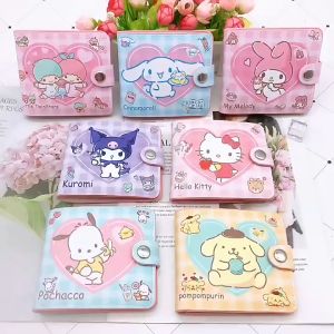 119.5CM Sanrio Kuromi Cinnamoroll Melody Pompompurin Kitty PU Wallet Card Holder with front button Kids