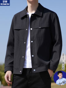 Lormen Texture Stripe Patterned Slim Fit Business Casual Jacket Mens Spring Autumn Lightweight Shirt Style Outerwear