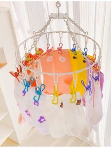 Rainbow Colored Multi Functional Windproof Clothes Drying Rack with Multiple Clips for Socks Underwear Baby Clothes