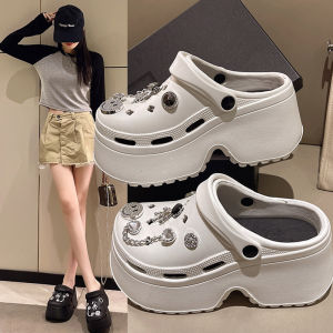 Womens Thick Bottom Sandals Summer Outdoor Wear EVA High Heel Heightening Anti-Slip Slippers Internet Famous Beach Head Covering Slippers