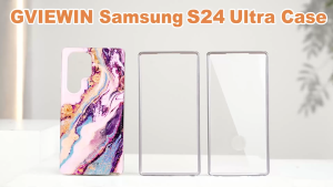 Support Military protection case Samsung Galaxy S24 Ultra GVIEWIN Fashion Built-in Screen Protector + Camera Lens Protector [2 Front Frames] TPU+PC shockproof rugged casing for Samsung