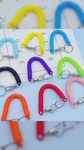 ZEO Coil Springs Keychain Retractable Spring Coil Leash Cord Safety Ropes Lanyard Snap Hook