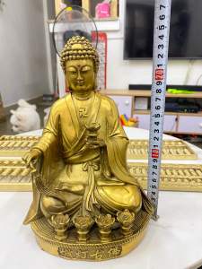 Tượng Nhiên Đăng Lão Cổ Phật Cao 25cm Nặng 2kg Bằng Đồng Vàng Đẹp