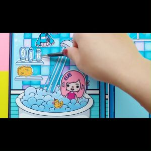 Ngôi nhà giấy The Girl in the Blue House Toca Life World Quiet Book đồ chơi DIY sáng tạo