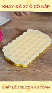 ( KHAY ĐÁ 37 VIÊN HÌNH TỔ ÔNG ) Khay làm đá bằng silicone hình tổ ong có nắp làm đá nhanh sạch dễ dàng