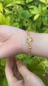 Y718 【Barang spot】Gelang Titanium Anti Karat Lapis Emas kristal Gelang Serut Lapis emas cinta aksesoris fashion