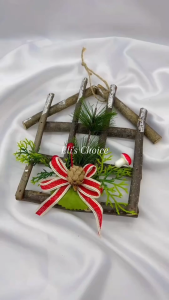 Gantungan Kayu Ranting Natal Bentuk Rumah / Dekorasi Hiasan Natal