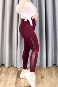 plus Size Womens Yoga Fitness Running Tights Mesh Panel Breathable Long Pants Sporty Womens Clothing Quick Dry Moisture Wicking