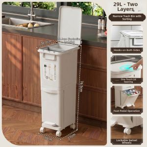 Jeko&Jeko | Easy-to-Use Separation Waste Bin for Kitchen Foot Pedal Operable Movable