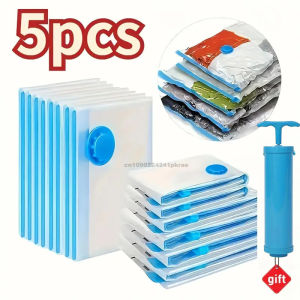 1-5pcs Vacuum Compression Bags Includes 1 Manual Pump Storage Bags for Clothes Portable Plastic Travel Bags Suitable