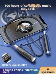 Long-Lasting-Battery Bluetooth Neckband Sports Earphones Wireless 4 Speakers Noise Reduction Call Function Music Support