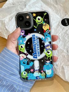Cartoon Monster University Magnetic Stand Phone Case for iPhone 17 pro Womens Style Protective Cover Full Protection against Drops