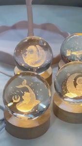 โคมไฟลูกแก้ว โคมไฟตั้งโต๊ะ 5ลายให้เลือกได่ LED พร้อมส่ง