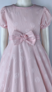 Big Joy Girls Casual Dress Camilla With Bow with Flower Peach For Ages 5 to 12 Years Old 553163
