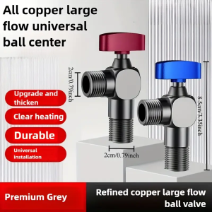 Brass Heavy-Duty Ball Valve with 4-Point Threaded Connection - High Flow Unobstructed Clear Heating Red Handle