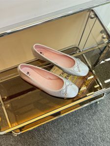 Handmade Soft Bottom Ballet Flats Womens Shoes French Style Butterfly Knot Casual Loafers Synthetic Leather round Toe Flats