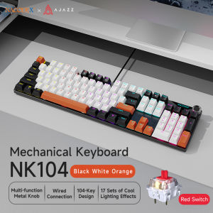 AJAZZ | AJAZZ NK104 Mechanical Keyboard Wired Dual-Injection Keycaps 104 Hot-Swapping LED Hybrid Backlight Gamer Keyboard for Laptop PC