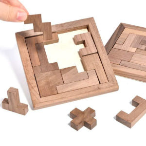 Wooden Russian Blocks Puzzle Brain Teasers Tangram Jigsaw Fun Challenge Geometric Shape Cognitive Educational Toys For Kids