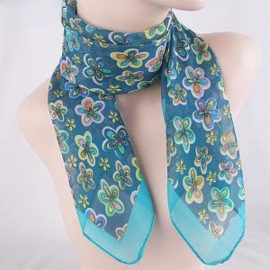 Spring Autumn Floral Silk Scarf Womens Fashionable Warm Neck Protection Scarf Anti-Cold Face Sunscreen Square Scarf