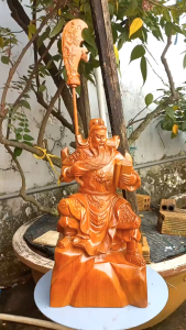 Tượng Quan Công đọc sách gỗ hương