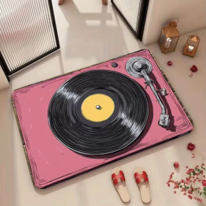 VIKAMA Vintage Vinyl Record Welcome Mat Soft And Non-Slip Entrance Carpet For Living Room And Bedroom Floor Mat Home Decoration