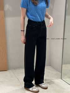 Daiclaire High Waist Fleece Lined Wide Leg Jeans Womens Black Denim Casual Cotton Stretch Jeans Spring Season Ladies Wear