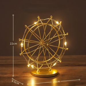 [Warrior2] Nordic Home Decoration Accessories for Living Room Gold Ferris Wheel Model Figurines Office Desk Decor Modern Art Christmas Gift