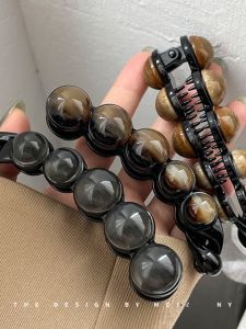 Elegant Womens Ball Hair Clip High-End Fashionable Vertical Banana Clip Resin Hair Accessory from Japan and South Korea