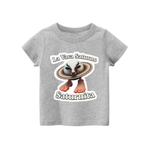 Kaos anak uniseks laki laki baju tshirt anak usia 2-12th cowok cewek atasan lengan pendek gambar anomali la vaca saturno saturnita