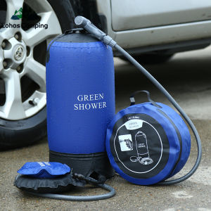 Lohascamping Outdoor Pressure Shower Portable 11L Inflatable Shower Water Bag Camping Lightweight PVC Bathing Bag Washing Tools