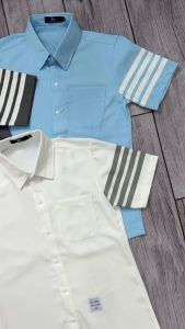 Áo sơ mi nam tay ngắn vải cotton silk mềm mát không nhăn thêu logo sang trọng - MY LINH CLOTHNG