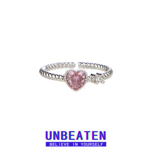 Nhẫn Trái Tim Zircon Hồng Unbeaten Dành Cho Nữ Thiết Kế Mở Cảm Giác Cao Cấp Ngọt Ngào Mát Mẻ Mẫu Mới 2025 Phụ Kiện Thời Trang