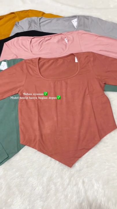 kaos crop lengan panjang wanita/atasan crop terbaru kekinian/baju crop wanita/pakaian wanita spandek