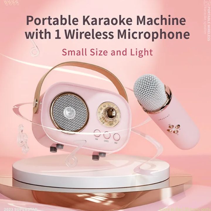 Mini Portable Karaoke Bluetooth Speaker With Wireless Microphone HiFi ...