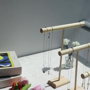 Giá Đỡ Trưng Bày Trang Sức Bằng Gỗ Nguyên Khối Kẹp Vòng Tay Dây Chuyền Băng Đô Có Đế Gỗ Dành Cho Nữ Giá Để Trang Sức