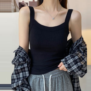 LUQIAN | Plus Size Ribbed Square Neck Strap Vest Female Beautify Back Cover Armpit