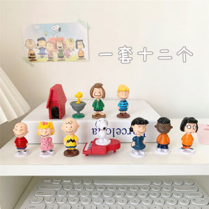 Creative Snoopy Cartoon Figurines Desktop Decorations Resin Craft Half-Handmade Bedroom Decor 12 Pieces Set Home Accessories