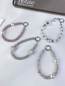 สร้อยข้อมือโทรศัพท์มือถือประดับคริสตัลระดับไฮเอนด์สำหรับผู้หญิง โซ่โทรศัพท์มือถือ DIY ทรงสั้นแข็งแรง ชิ้นส่วนเสริมโทรศัพท์มือถือ