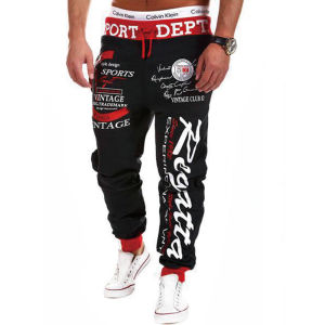 Mens Sweatpants Joggers Trousers Elastic Waist Letter Graphic Prints Sports Outdoor Daily Wear Casual Hip Hop Gray-blue Black
