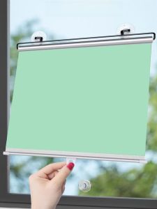 Simple Modern Glass Balcony Light Blocking Curtain Suction Cup Office Bedroom Bathroom Retractable Roller Blind PVC Material