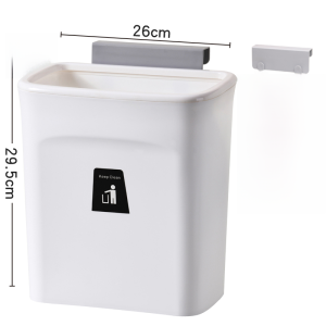 Kitchen Bathroom Wall-Mounted Trash Can with Lid Household High Aesthetic Value 2024 New Style Plastic Square Shape Garbage Bin