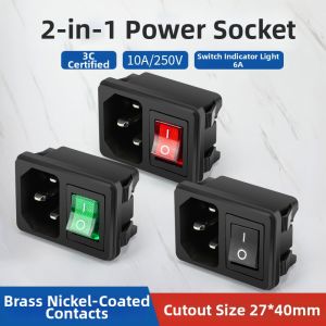 kuicc | Red and Green Indicator Embedded Combination AC Power Socket Three Prong Male Plug