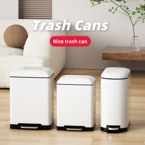 Stainless steel foot operated trash can with high aesthetic value and simple foot operated cover sealed for odor suitable for bathrooms living rooms bedrooms and study rooms.