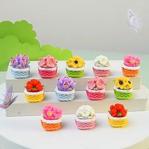 【N2HAO】 กระถางต้นไม้จำลองกระถางต้นไม้ใหม่กระถางดอกไม้ขนาดเล็กสำหรับตกแต่งบ้านตุ๊กตา1ชิ้น