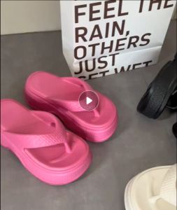 FENTINA Sandal Jepit Wanita Kekinian Korea Sandal Jelly Wedges Wanita Karet Tinggi Empuk Anti Slip
