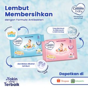 Tisu Basah Bayi Cussons 50s - Pink Soft & Smooth, Biru Mild & Gentle, Ungu Fresh & Nourish